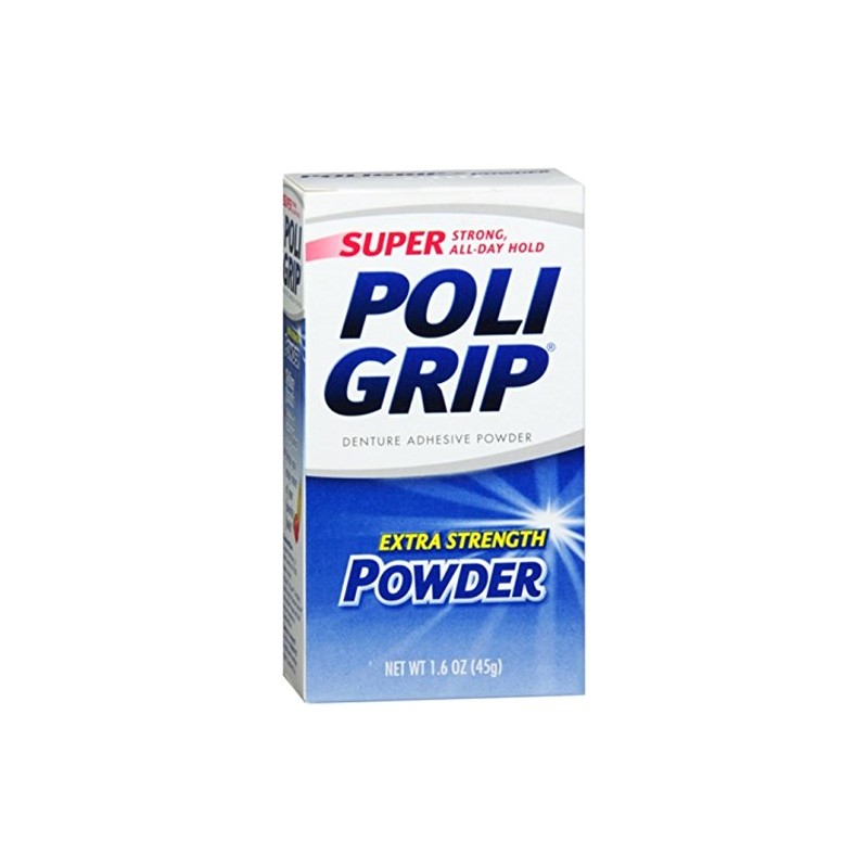 SUPER POLIGRIP Extra Strength Denture Adhesive Powder 1.60 oz (Pack