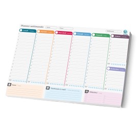 Salgadi Planner Settimanale da Scrivania A4 - Planning da Tavolo Perpetuo con Design Antiorecchie, 50 Fogli, Cartoncino di Supporto, Data Personalizzabile