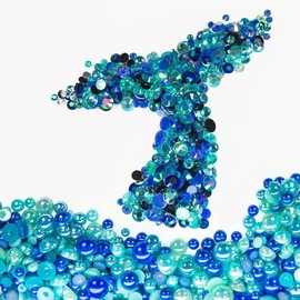 qiipii 2Bags DIY Bundles Pack, 1 Half Round Pearls+1 Resin Rhinestones for Bedazzling Crafting 3-10mm Teal Blue Turquoise‌ Green AB Colorful Gems Diamonds for Face Eyes Makeup Tumblers Bottles Shoes