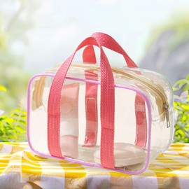 Clear Toiletry Bag | Portable Beach Cosmetic Pouch,Water-Resistant Makeup Bag with Zipper for Airplane Airport School Work Gym Beach Vacation Party Concert Festival Stadium