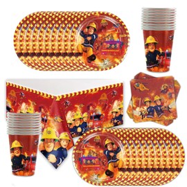 Doyomtoy Party Tableware Accessories Theme Party Birthday Decoration Plates Cups Napkins + Table Cloths Suitable for up to 20 Children