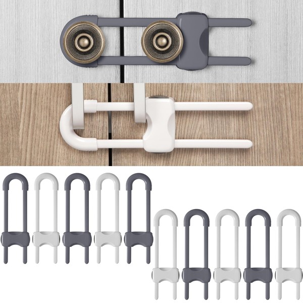 Jetec 10 Pieces Cabinet Locks for Babies, U-Shaped Proofing Drawers