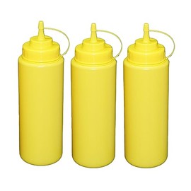 Pack of 3 Yellow Squeeze Bottles 1 Litre Dosing Bottle Dispenser Bottle Dressing Bottle
