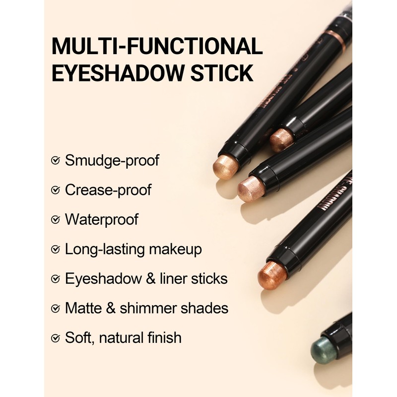 Erinde Pink Eyeshadow Pen, Glitter Cream Eyeshadow Stick, Long-Lasting &