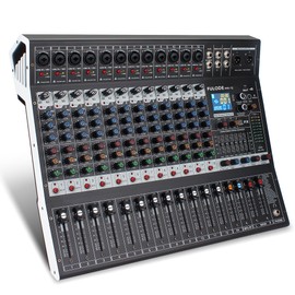 FULODE 12-Channel Bluetooth Studio Audio Mixer 99 Bit DSP Digital Processor w/USB MP3 for PC Recording Input, RCA, XLR Microphone Jack, 48V Power, For Professional and Beginners DJ Mixer