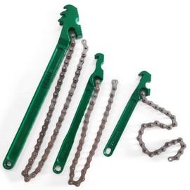 LipLopBest 3 Pcs Heavy Duty Chain Wrench, 9 Inch 12 Inch 16 Inch Adjustable Oil Filter Chain Wrench Fits 1.5 Inch to 8 Inch Diameter for Pipe Car Repair