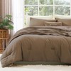 WRENSONGE Queen Comforter Set - 3 Pieces Prewashed Brown Comforter