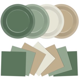 48Pcs Sage Green Baby Shower Decoration 7" Gradient Green Disposable Paper Plates and Napkins Greenery Party Dessert Dinner Tableware Set Farmhouse Wedding Bridal Gender Reveal Birthday Party Supplies