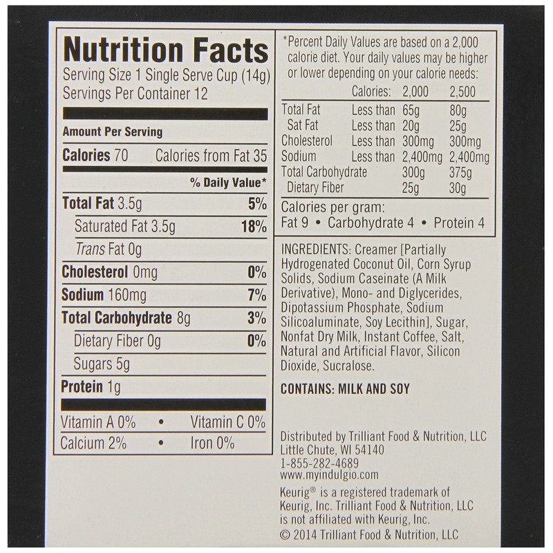 Indulgio Cappuccino, French Vanilla, 12-Count Single Serve Cup for Keurig