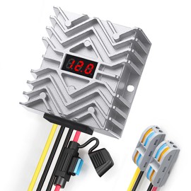 DC 24V to 12V 30A 360W Step Down Converter with LED Display, MCU Safety Chip, with Connector Fuses Waterproof Power Supply for Car, Truck, Boat