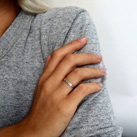 Silverly Engraved Hope Faith Love Sterling Silver Rings for Women and Men - Inspirational Women's Promise Ring - Classic Wedding Band- 925 Solid Silver Stacking Rings Jewellery