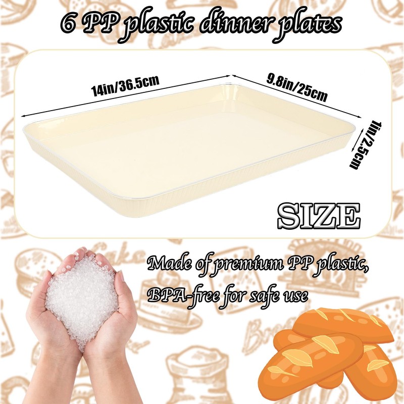 Serving Tray,6 Pack Plastic Serving Trays Food Tray Serving Platter,
