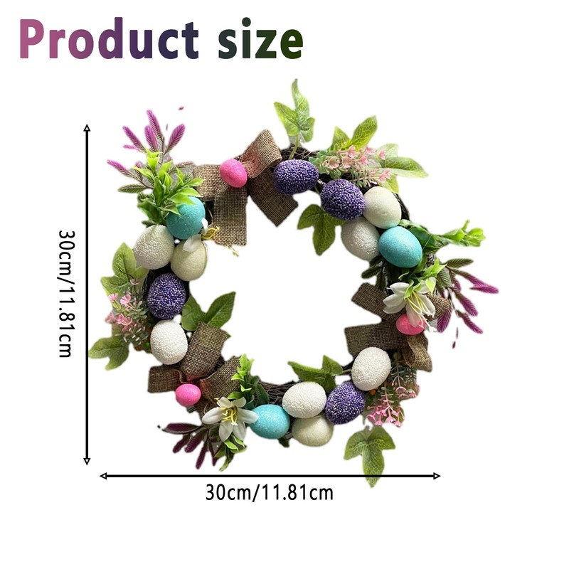 Hanwin Easter Wreath Plastic, Easter Wreath Front Door 30 cm,