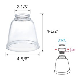 Aspen Creative 23127-4 Contemporary Clear Ceiling Fan Replacement Glass Shade, 2-1/8" Fitter, 4-5/8" Diameter x 4-1/2" Height, Clear, 4 Pack