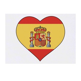 'Spain Flag Heart' Temporary Tattoo - Water Resistant, Skin-Safe, Non-Toxic Transfer (TO00084669)