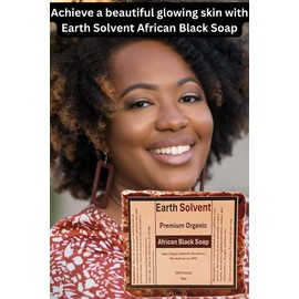 Earth Solvent Premium Organic African Black Soap, for Unwanted Skin Conditions. Pure & Natural Ingredients for All Skin Types (4oz)