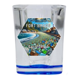 R and R Imports Fort Bragg California Travel Destination Souvenir 2 Ounce Shot Glass Square Single