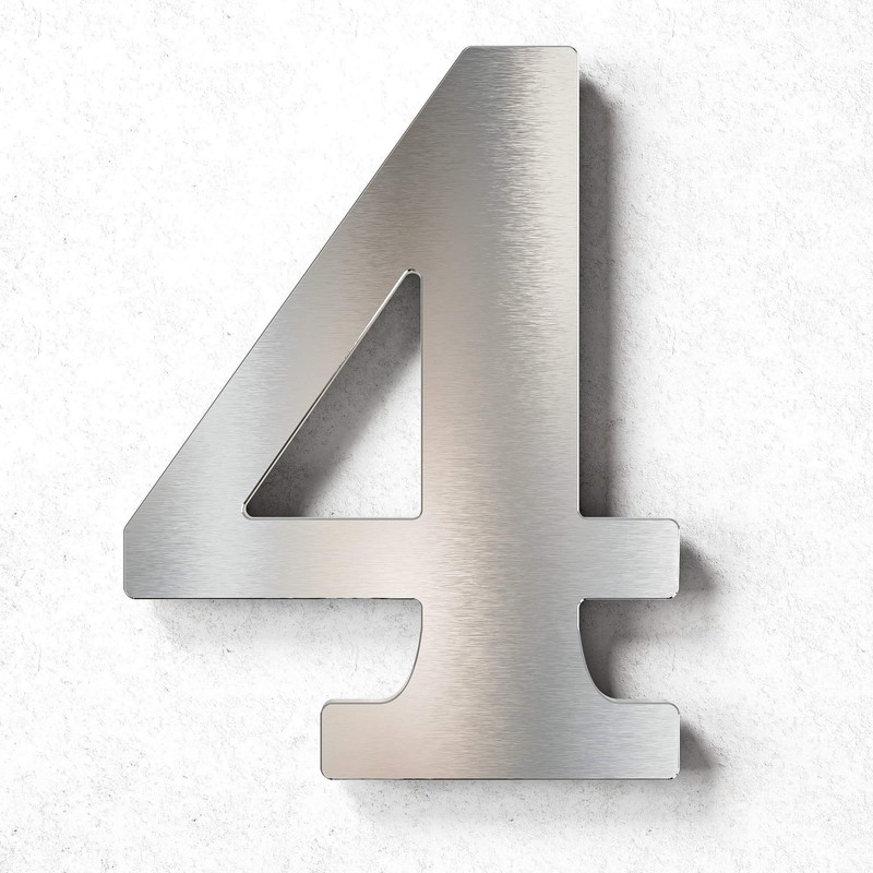 N-02-4-E Stainless Steel House Number 4 - Solid, Weatherproof and