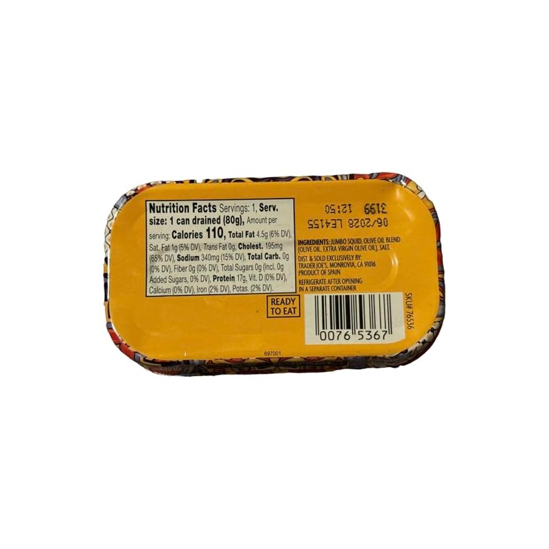 Trader Joe's Calamari Pieces in Olive Oil, 3.91 oz (Pack