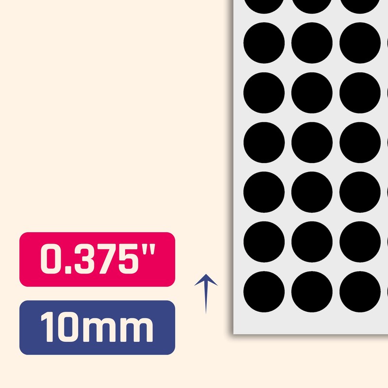 3,000 Pack, 10mm Round Dot Stickers Sticky Labels - Black