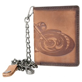 Genuine Leather Biker's Wallet with a Motorbike, with 45 cm (18 inches) Long Metal Chain