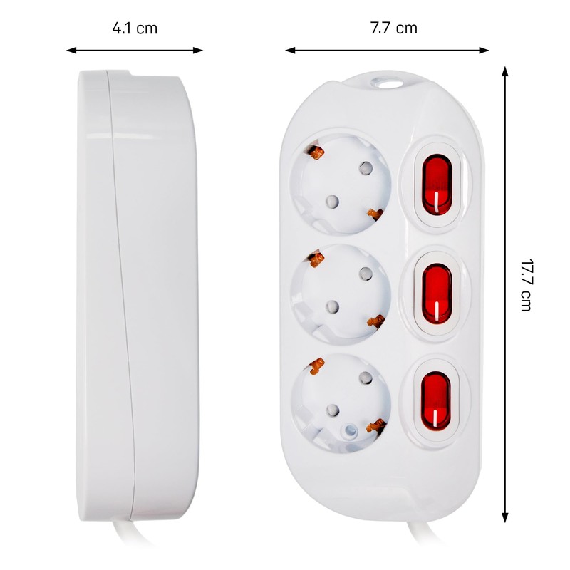 feletec feletec 3-Fach Steckdosenleiste einzeln schaltbar 1,5m Kabel Farbe: wei?,