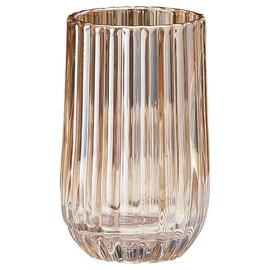 TIMEFOTO Flower Vase 7 inch Amber Glass Vase Thickened Hand Blow Round Vintage Striped Bottles for Home Decor,Bookshelf, Tabletop,Indoor Office Desk,Bathroom