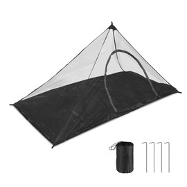 EFUTURETIME Camping Mosquito Net, 220 x 120 x 100 cm, Lightweight Mosquito Net Outdoor, Compact Mosquito Net Travel, Mosquito Tent with Zip for Camping, Hiking, Black