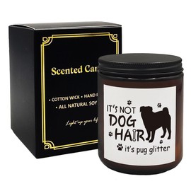 Mancheng-zi Pug Dog Candle, Pug Gifts for Women, Pug Gifts for Pug Lovers, Pug Mom Gifts, It's not Dog Hair It's Pug Glitter Scented Candles