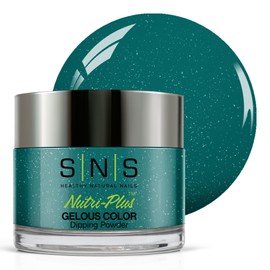 SNS Healthy Natural Nails SNS Nail Dip Powder, Gelous Color Dipping Powder - Jazzy Blues (Blue/Teal, Shimmer) - Long-Lasting Dip Nail Color Lasts 14 Days - Low-Odor & No UV Lamp Required - 1 OZ