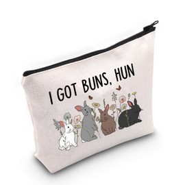 JNIAP Rabbit Lover Gift I Got Buns Hun Cosmetic Bag Bunnies Owner Gift For Women (I Got Buns Bag)