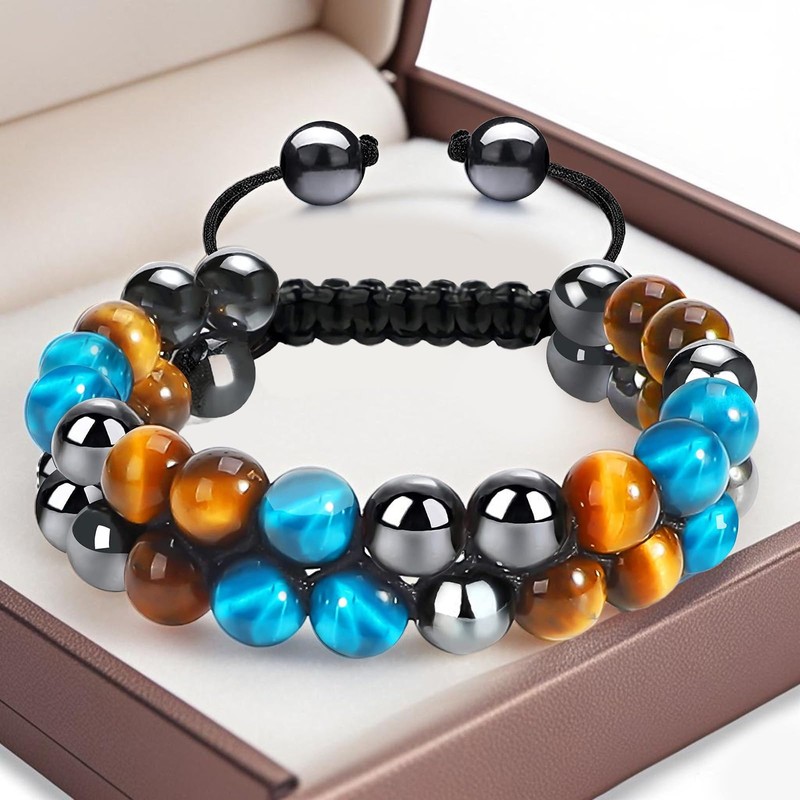 Someki Grandson Bracelet From Grandma Adjustable Multicolored Black Obsidian Bead