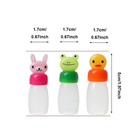 Mini Spice Bottles Sauce Container Container with Funnel Cute Rabbit Frog Duck for Bento Lunch Box Kitchen Accessories 3 Pack