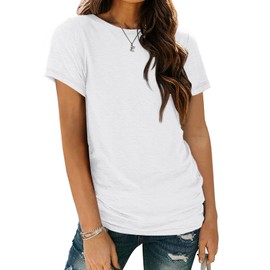 AUTOMET Shirts for Women Summer Spring Tops Short Sleeve Oversized T Shirts Fashion Basic Casual Tee Clothes 2024 Trendy 02white S