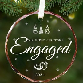 Svnntaa 2024 Our First Christmas Engagement Gifts Ornaments, Glass 1st Christmas Married Ornament, Bridal Shower Gifts, Wedding Gifts for Couple