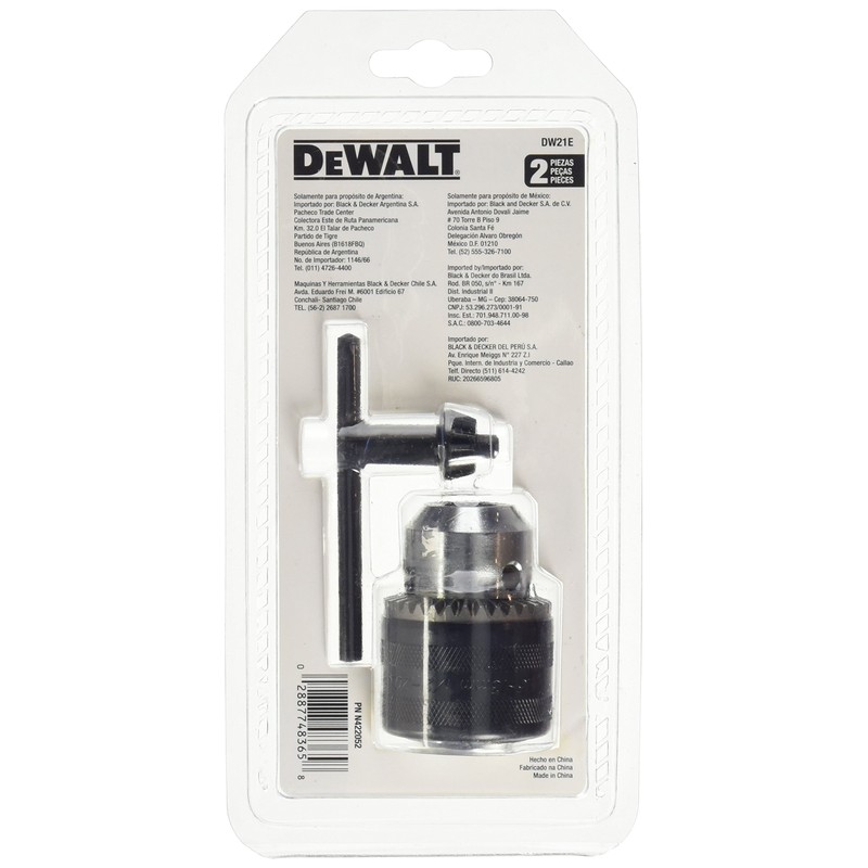 DEWALT Mandril Con Llave 1/2 Pulgadas En Caja DW21E