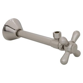 Westbrass D1112X-05 Cross Handle Angle Stop Shut Off Valve 1/2" Copper Sweat x 3/8" OD Compression Outlet, Polished Nickel