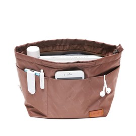 iN. Organizador de bolso con cierre de tela de nailon para mujer, bolsos y totebag, Marrón, Medium: 15.7"(Top)/12.2"(Bottom) L × 4.7"W × 8.3"H