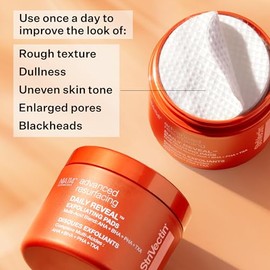 StriVectin Advanced Resurfacing Daily Reveal almohadillas exfoliantes faciales, suaviza y ilumina la piel, reduce los puntos negros 60 ct