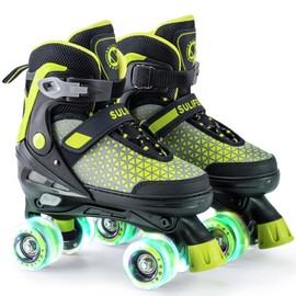 SULIFEEL Roller Skates for Girls Boys Kids,4 Sizes Adjustable Quad Skates with Light up Wheels,Safe Fun Children Skates, Best Gift for Beginners Indoor Outdoor Sports
