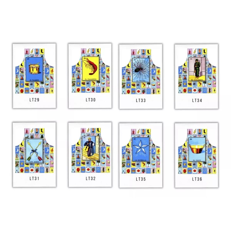 Texben 20 Mandiles Para Cocina Sublimados Lotería Mexicana