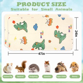 UPINS 2-Piece Guinea Pig Pee Pads, 47 X24 Inches Guinea Pig Cage Liner Reusable Guinea Pig Mat for Small Animals Hamster Rabbit Squirrel