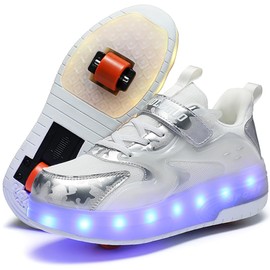 CEIEOE Boys Girls Roller Sneakers Shoes with 2 Wheels 16 LED Light Model Rechargeable Retractable Skateboarding Wheels for Beginner More Balanced Party Birthday Christmas Best Gift