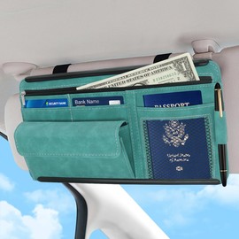 HADEEONG Sun Visor Organizer, Multi-Pocket Auto Visor Organizer for Car, SUV and Truck, Card Holder Glasses Holder for Car Interior Accessories Car Organizers And Storage, Blue