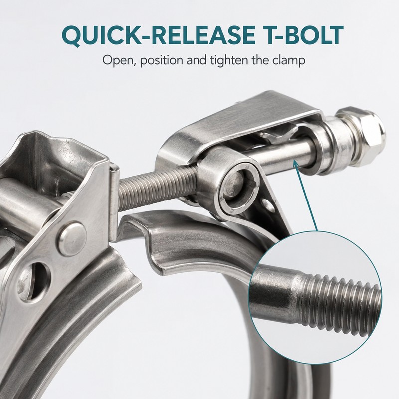2.5 Inch 304 Stainless Steel Quick Release V-Band Clamp Kit