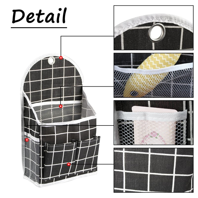 FuninCrea Wall Hanging Storage Bag, 3-Layer Hanging Pocket with Non-marking
