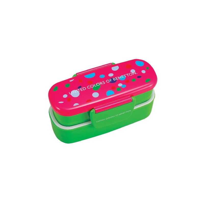 パール金属 ベネトン スリム 2段 弁当箱 ドット・グリーン MA-5308