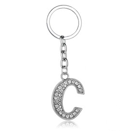 BESPMOSP A-Z Letter Keychain Keyring Crystal Shiny Family Best Friend Jewellery (C)