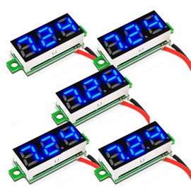 Aideepen 5pcs 2-Wire LED Voltmeter 0.28" Digital Display Voltage Tester DC 2.5V - 30V Mini Voltage Meter with Accurate Voltage Measurement and Reverse Connection Protection HD Voltage Display Panel, Suitable for Car/Boat/Industry/Experiment/Circuit Testi