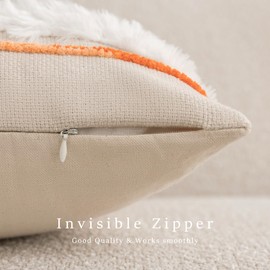 Anna's Whimsy 18x18 Set of 2 Fall Boho Orange Green Throw Pillow Covers, Farmhouse Decorative Cushion Case Striped Square Pillows Cover Pillow Cases Autumn Decorative Pillows for Couch Sofa Bed